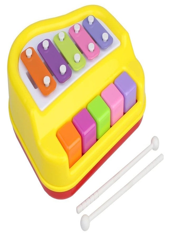 Globular Xylophone 2 in 1 Premium Quality Mini Piano Toy for Toddlers 1-3 Years Old ABS Plastic Non Toxic 5 Key with 2 mallets Musical Learning Instruments - Assorted Color - Image 1